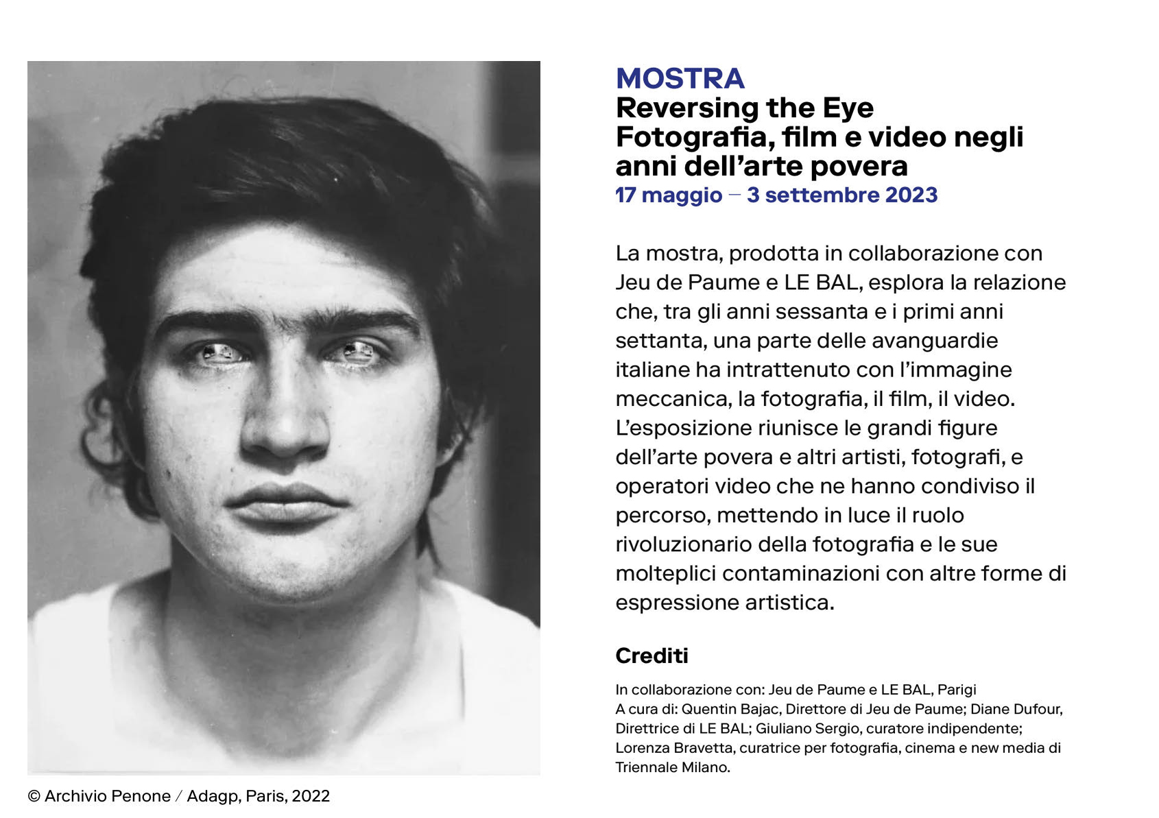 Reversing the Eye Fotografia, film e video negli anni dell’arte povera